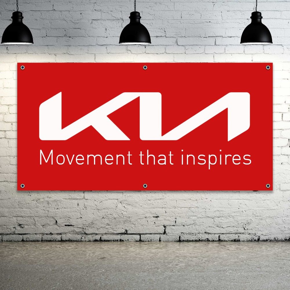 KIA Motors Logo Vinyl Banner 1.5x3ft Sign Auto Car Dealership Dealer Vendor Shop